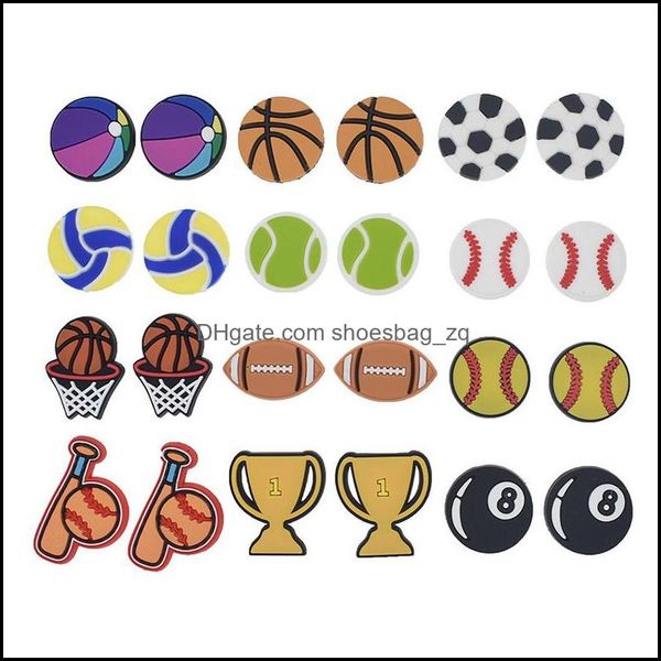 

shoe parts accessories shoes sport ball decorations for croc charms clog bracelet buckle charm wristband soft rubber buttons wholesale dro, White;pink