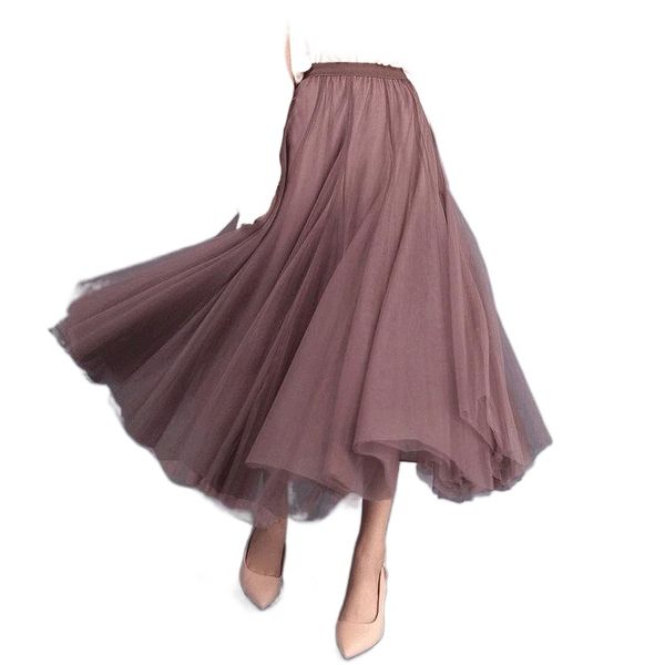

skirts korean high waist mesh long skirt femme spring autmn black a-line women r1uy#