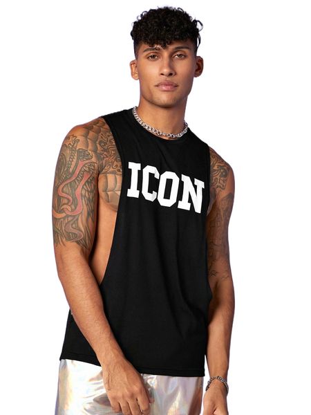 

men letter graphic tank d8bw#, White;black