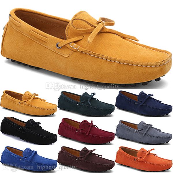 2165 nova moda mens calçados casuais couro estilo britânico primavera casal genuína ervilhas esfregar homens rive preguiçoso homem overshoes ao ar livre confortável respirável respirável amarelo preto