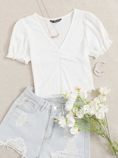 

lettuce trim ruched front rib-knit a2bm#, White