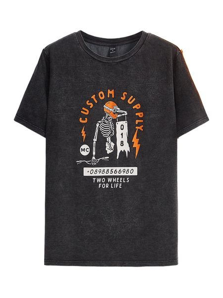 

x creatorimage skeleton & letter graphic tee j83l#, White