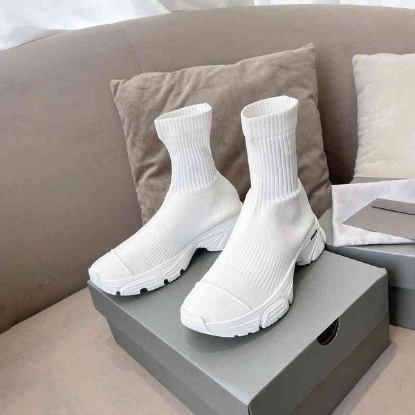

boots bb print sock-style silhouette flats boot speed 3.0 white recycled knitted trainers boots for casual ankle booties luxury designer 6nj, Black