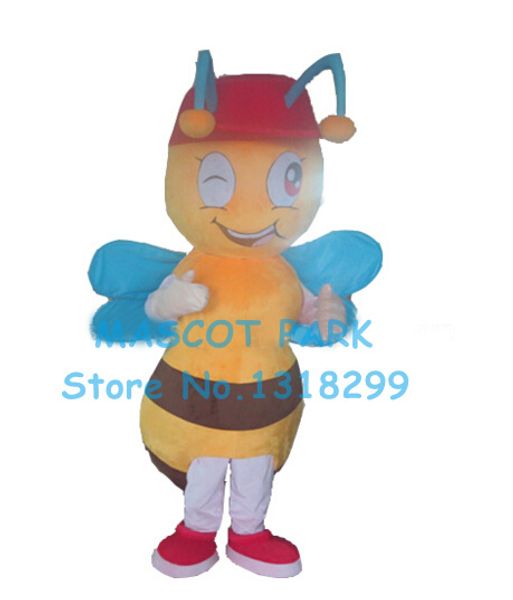 

mascot doll costume naughty bee mascot costume wholesale for sale size cartoon little bee theme anime costume for school kids perform, Red;yellow