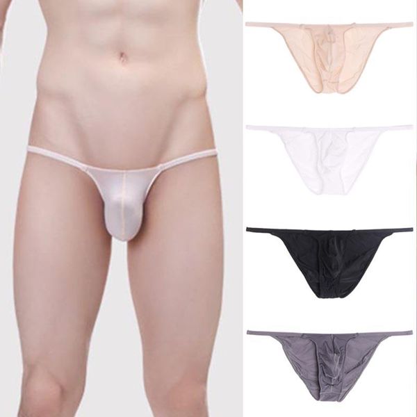 

underpants men's low rise breathable bikini briefs enlarge pouch g-string thongs solid color male clothesunderpants, Black;white