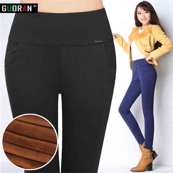

large size 5xl winter women pants warm plus thick velvet pants slim high waist stretch office pencil pants female trousers 210412, Black;white