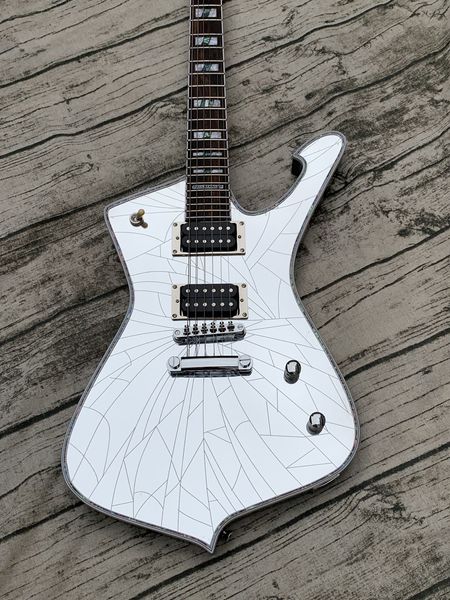 

custom quality white cracked mirror electric guitar multi-ply abalone
