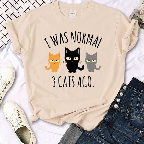 

i was normal 3 cats ago print womens t shirt summer quality shirts breathable casual op oversized creative women s 220628, White