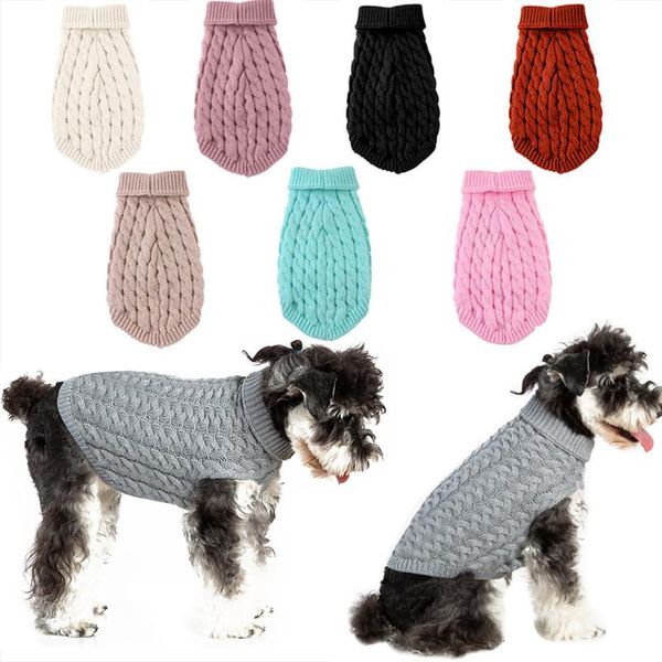 Köpek Giyim Dropship Sweaters Kış Örgü Örgü Örgü Evcil Hayvan Giysileri Köpek Kedi Yüksek Yaka Kazak Paltolar için Petsdog