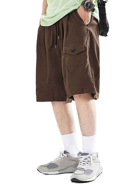 

men flap pocket drawstring waist shorts l7cr#, White;black