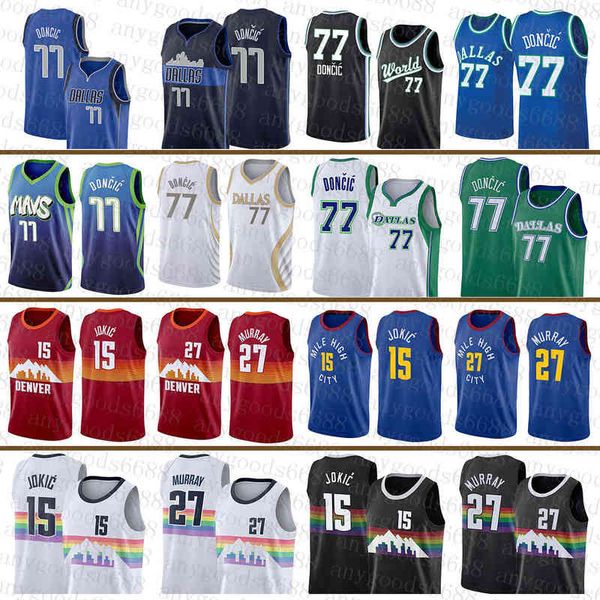 

dalla maverick mens luka basketball jersey 77 doncic s-2xl dirk 41 nowitzki jamal 27 murray nikola orange red 15 jokic black, Black;red
