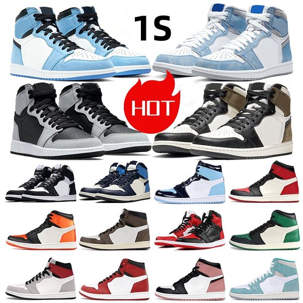 

university blue 1 og basketball shoes jumpman 1s high unc hyper royal dark mocha obsidian snake chicago volt gold lucky green men women trai