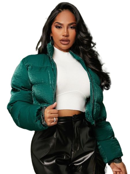

sxy zip front crop puffer coat f5pr#, Black