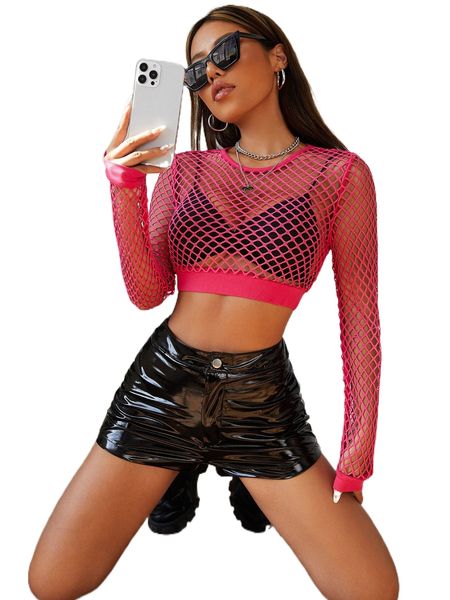 

sheer fishnet mesh crop without bra y6sb#, White