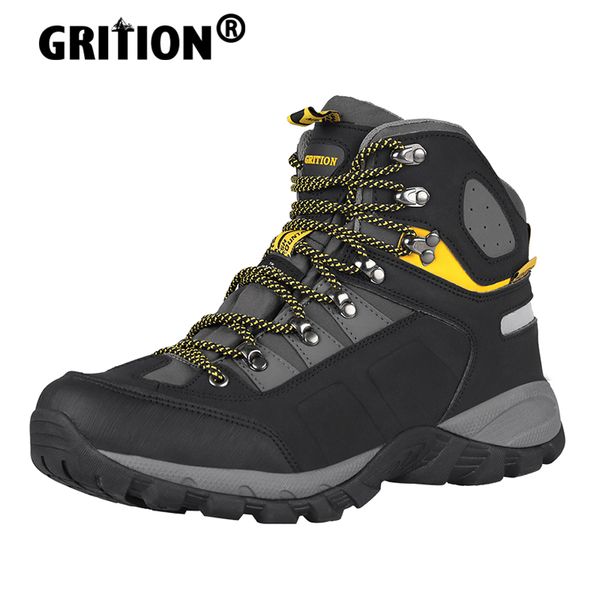 

men hiking boots waterproof winter outdoor trekking tactical casual sneaker mountain rubber sole shoes keep warm size 47, Black