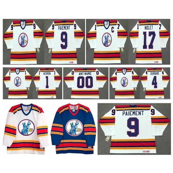 Vintage Kansas City Scouts Trikot 1 DENIS HERRON 4 STEVE DURBANO 9 WILF PAIEMENT 17 SIMON NOLET Weiß Benutzerdefinierter Name Nummer Retro CCM Hockey