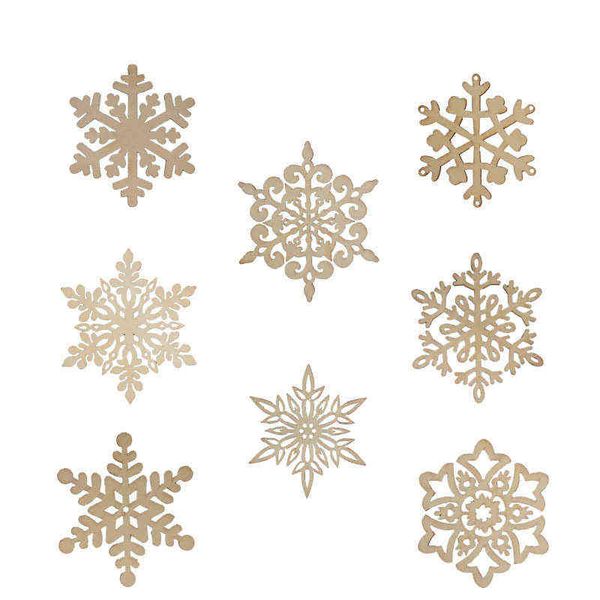 

factory outlet hollow out christmas snowflake wooden decorative pendant a variety of christmas log color diy crafts with hemp rope