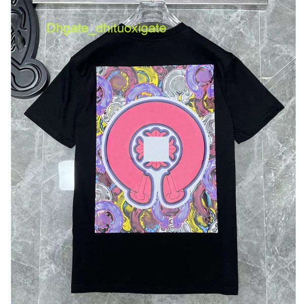 

loose men's ch t shirts brand man t-shirt luxury summer women cross sanskrit tees letter designer tshirts boy fashion round neck shirt, White;black
