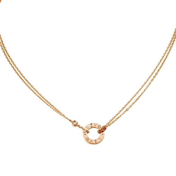 

cater designer love double chain jewelry women's classic luxury necklace with single diamond gift box x1108a item2854, Silver