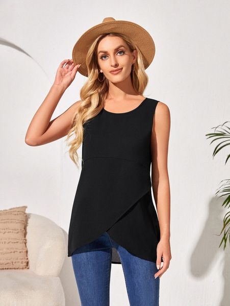 

emery rose tulip hem tank e69m#, White