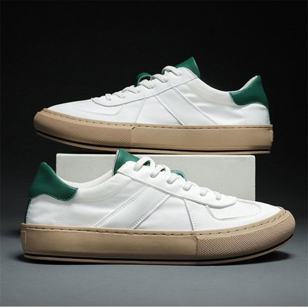 

comfort male spring footwear casual vulcanized sneakers leather white shoes man 220804, Black