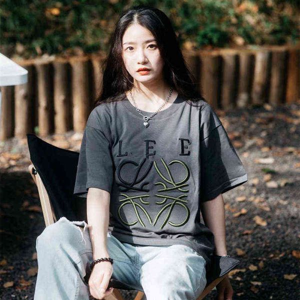 

spring new loose embroidered t-shirt unisex, White