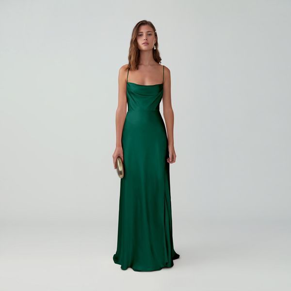 

dark green mermaid plus size prom dresses spaghetti evening bridesmaid formal gowns with high side split, Black