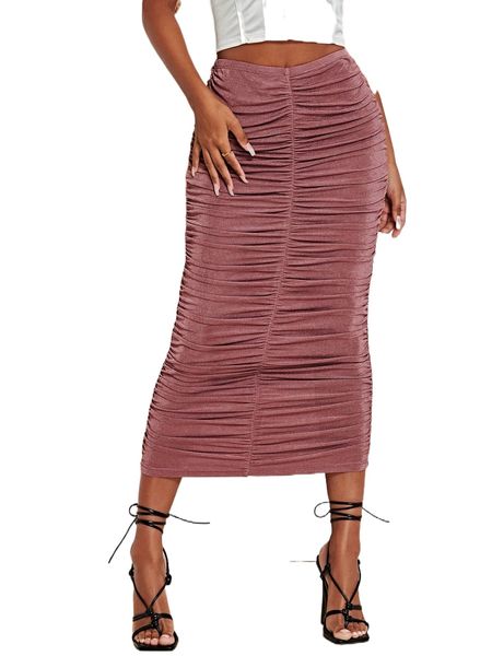 

ruched bodycon skirt b5oh#, Black
