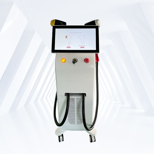 

new 2 handle 3 wavelengths diode laser hair removal machine accectable factory directly sales price logo, Black