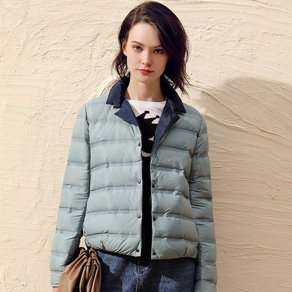 

duck down jacket women autumn winter short casual double sided down coat super light thin female down coat y201026, Black