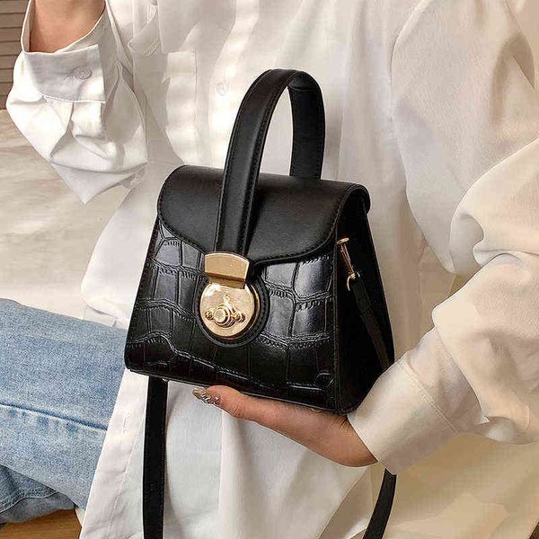 

stone pattern hard box shape pu leather shoulder bags for women 2022 hit handbags and purses small crossbody bag kawaii totes y220527