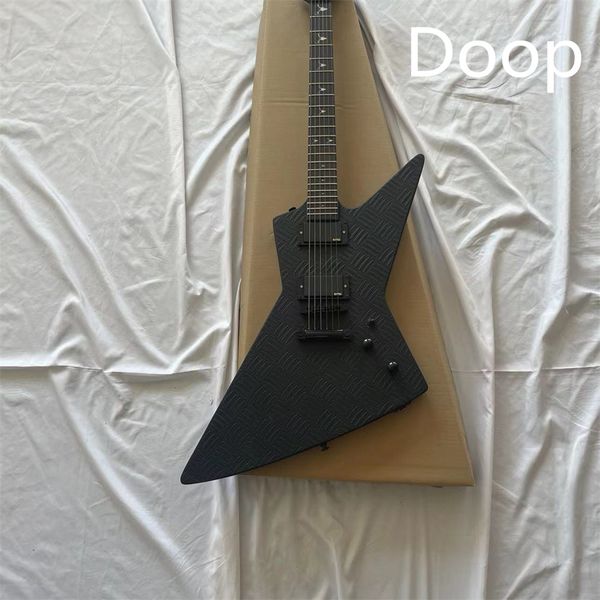 

in stock special custom electric guitar full-body matte black body cow head fingerboard inlaid emg pick guitars guitarra