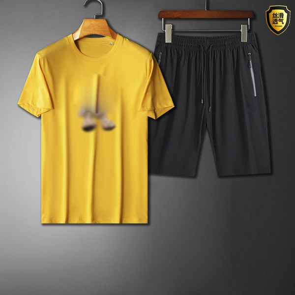 

2022 men's wear brand logo sportswear 2 sets of summer casual sportswear classic monographs print men's wear short sleeve shorts, Gray