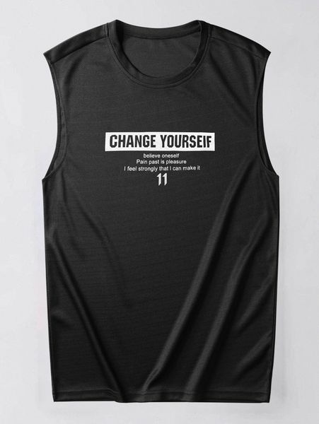 

romwe guys letter muscle tank c8o8#, White;black