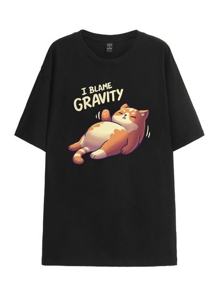 

x geekydog cartoon & slogan graphic tee q3c5#, White