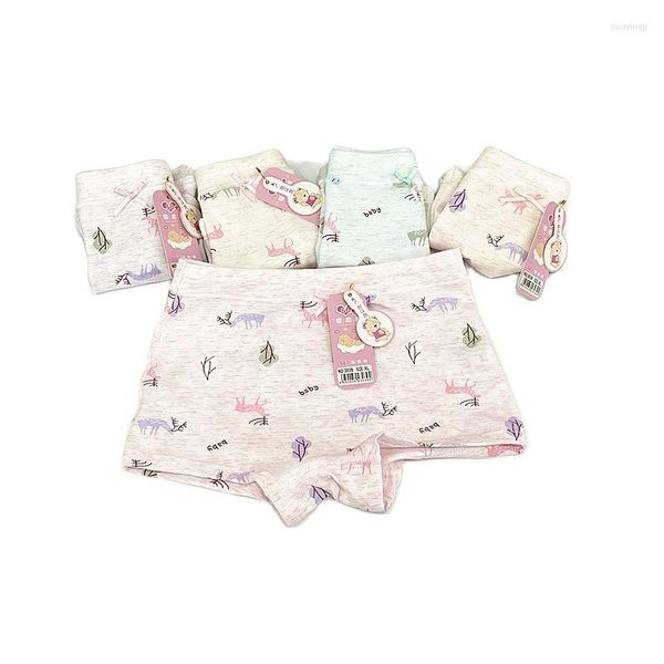 Mutandine 5-PCS Four Seasons Wear Alta qualità 95% cotone Cute Deers Biancheria intima Cartoon Girls 'Set Biancheria intima piatta per bambini Mutandine