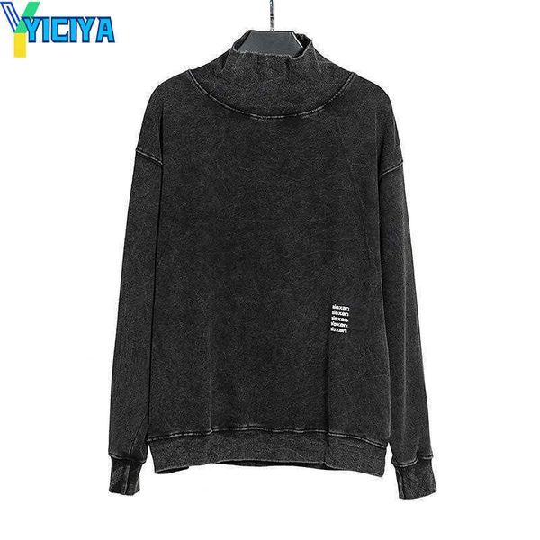 

yiciya fashion ale---wang brand spring autumn new letter print sense long sleeved t-shirt men and women tide brand loose sweater, White