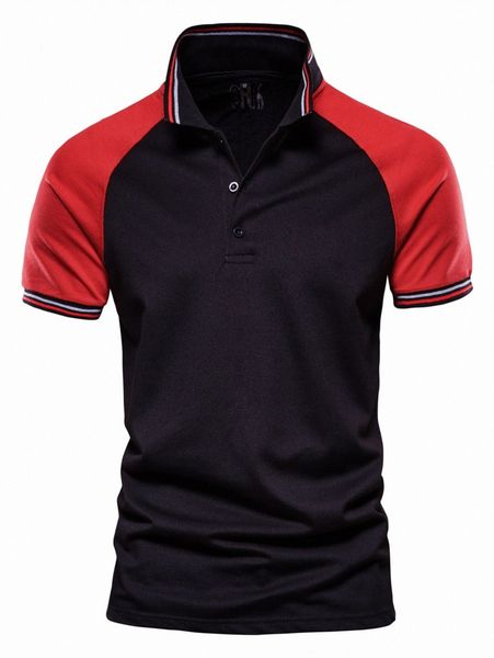 

men contrast raglan sleeve polo shirt q2za#, White;black