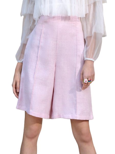 

solid high waist wide leg shorts d9z2#, White;black