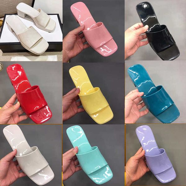 

2021 women designer slide sandal rubber platform sandals 2.4\, Black