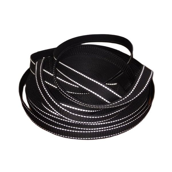 Segnale di traffico 2 cm Addensare Black Pet Reflect Cinghing Cane Colletto Doppia Linee Riflettente Filo intrecciato Nastro in tessuto imitativo Cintura in nylon imitativa