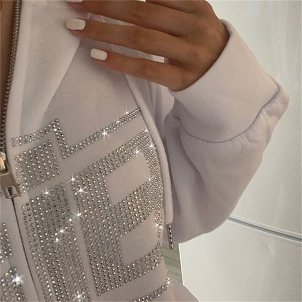 

bling shiny y2k hoodies jacket coat skeleton hoodie 220810, Black