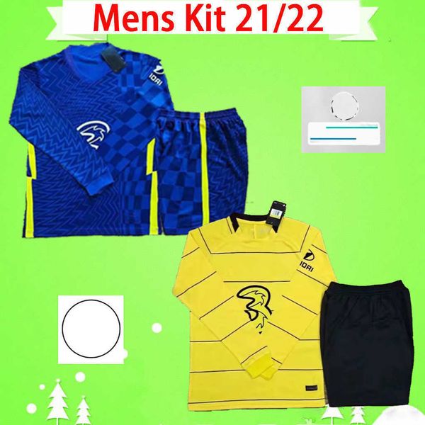 

men kit cfc lukaku long sleeve soccer jersey full sets 2021 2022 pulisic ziyech havertz kante werner chilwell mount lampard suits 21 22, Black