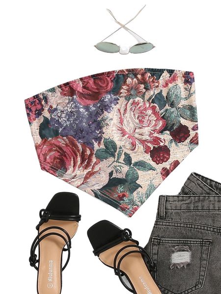 

floral print bandana tube b3vh#, White