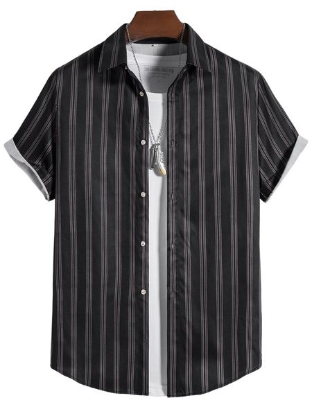 

men vertical striped shirt without tee l09l#, White;black