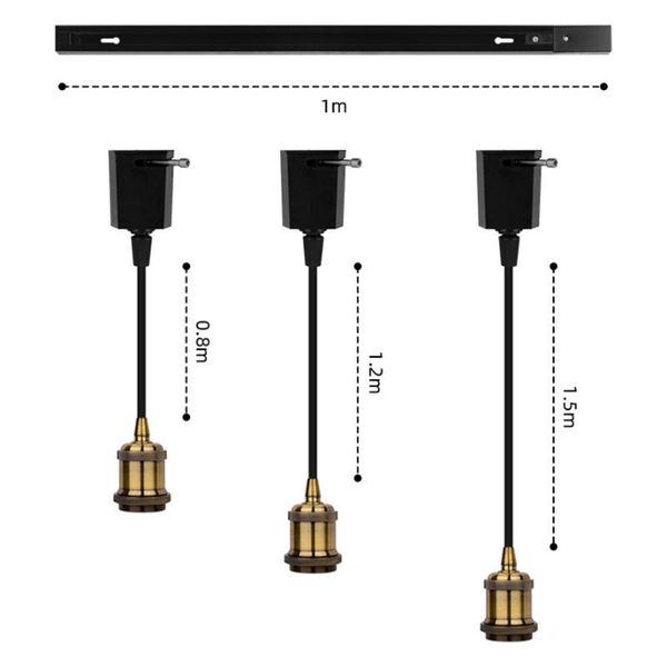 Lâmpadas pendentes American Retro Retro Industrial Bronze Lâmpada Lâmpada 1m Trilha E27 Para barra de bares Restaurante Decoração de loft Decoração elétrica LightPendan