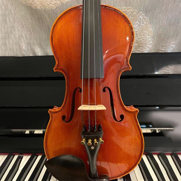 Hochwertige italienische Violine aus massivem Holz mit Tigermuster, professionelles handspielendes 4/4-Musikinstrument in Testqualität