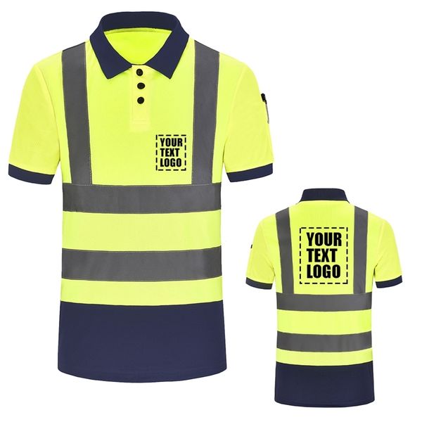 

aykrm reflective safey polo shirt hi vis short-sleeved high visibility workwear quick-drying diy customized 6xl 220620, White;black