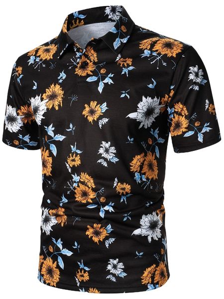

men floral print polo shirt m2rb#, White;black