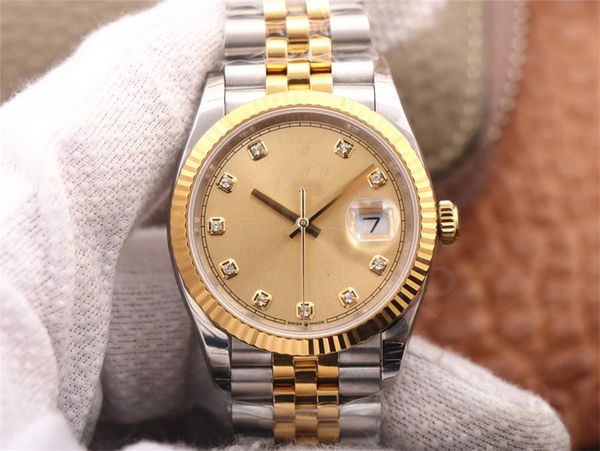 

ew factory 36mm diamond dial mens automatic cal.3235 watch ladies bracelet 126333 eta116233 flute bezel mechanical watch, Slivery;brown